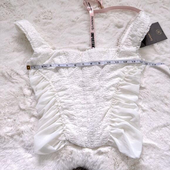 House of CB Eyelet Mesh Coquette Corset Top S - White - Picture 4 of 6